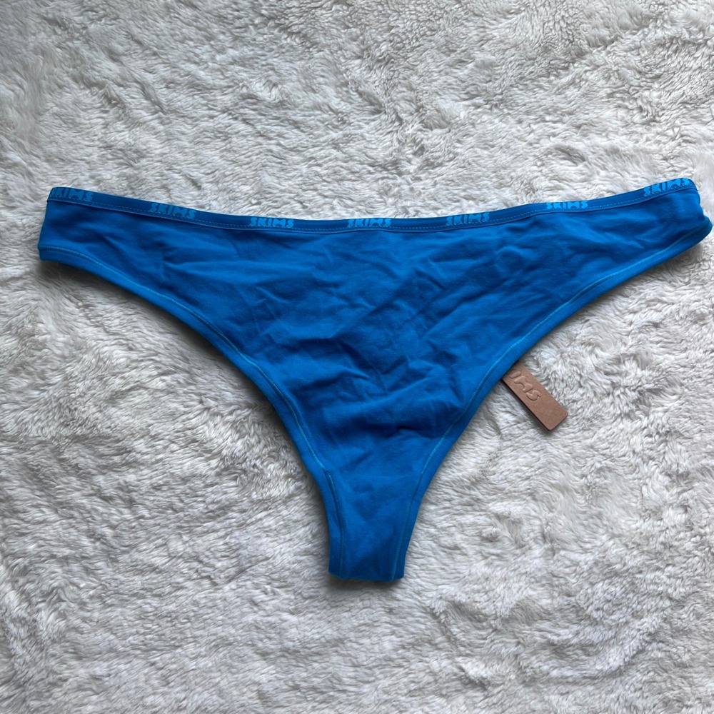 Skims Cotton Logo Dipped Thong Mykonos Blue PN-DTH-2002 Women's Plus Size 4X NEW